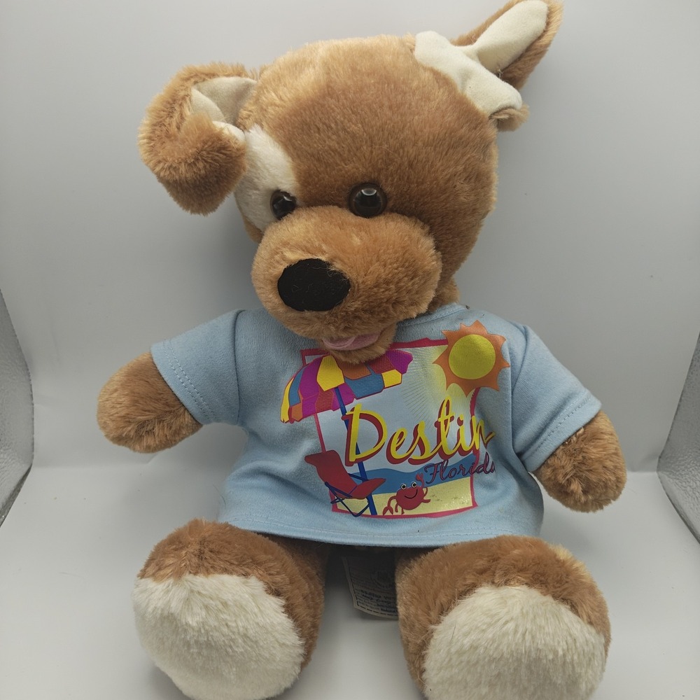 Build A Bear Brown White Eye Spot Puppy Dog 15" Plush 2010 Destin Florida D42
